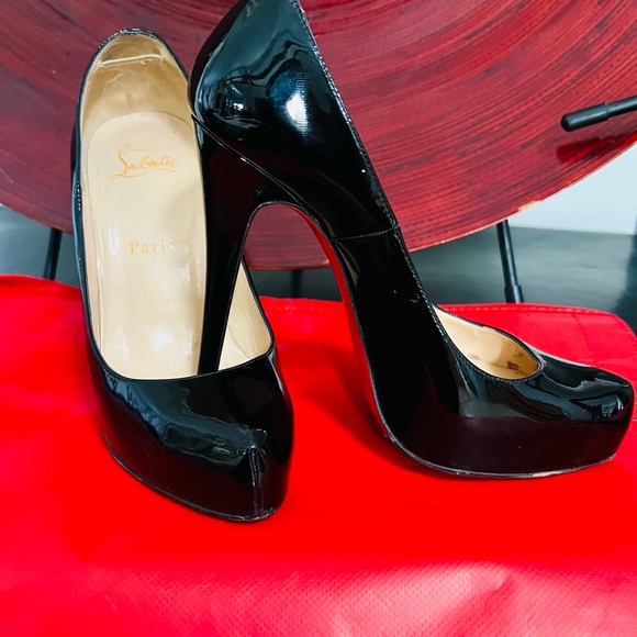 Christian Louboutin Glossy Black Heels with Signature Red Sole